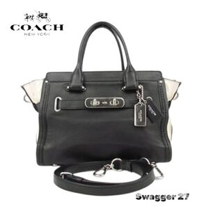 Coach Swagger 27 Black & Chalk Crossbody Satchel, Hang Tags & Original Crossbody